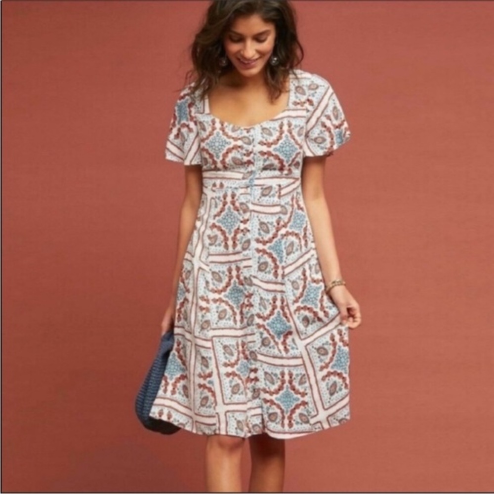 Anthropologie‎ Maeve Praslin Print Dress Size 6